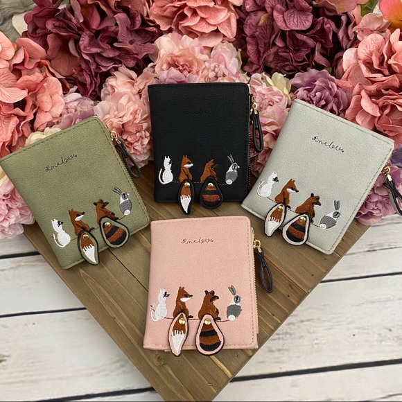 Vegan Leather Fox Rabbit Raccoon Cat Wallet - Picture 3 of 13